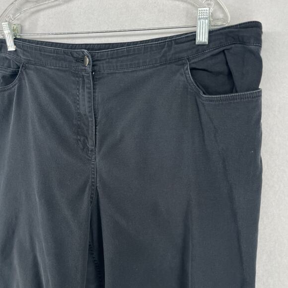 EILEEN FISHER Pants 2X Plus Culotte Capri Stretch Cotton Straight Black - Picture 4 of 15